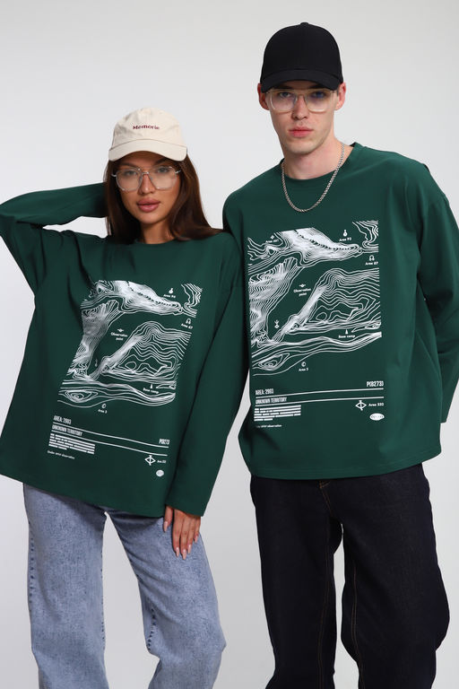 Лонгслив унисекс с принтом Карта ЛГ-01