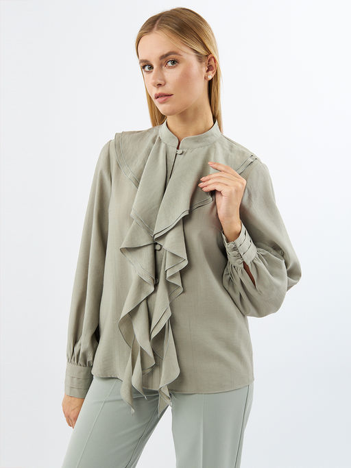Блузкас отлетными рюшами OD-914-3 полынь - Tantino фото 9