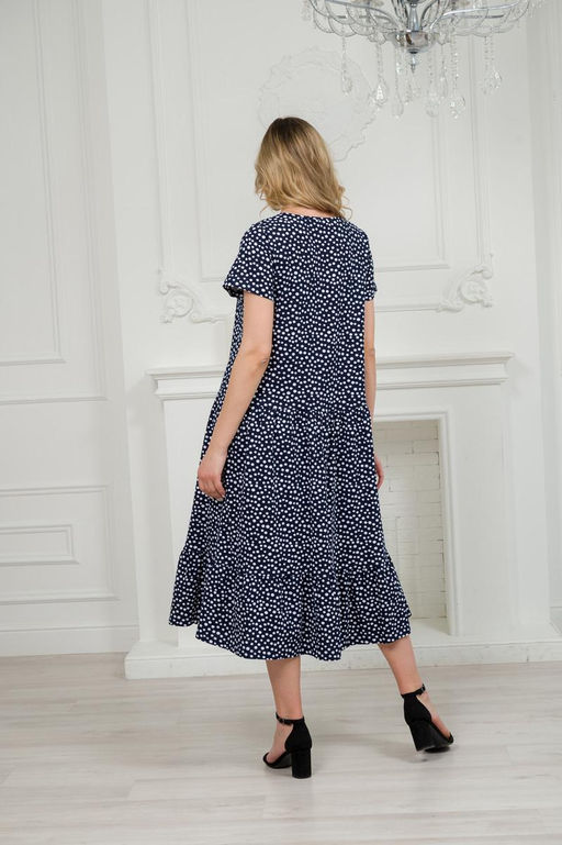 Платье женское из кулирки Кармелита горошек на темно-синем - Амадэль фото 10
