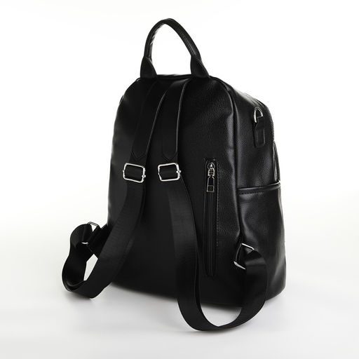 Рюкзак женский на молнии, с карманами, размер 28×12×35 см, чёрный