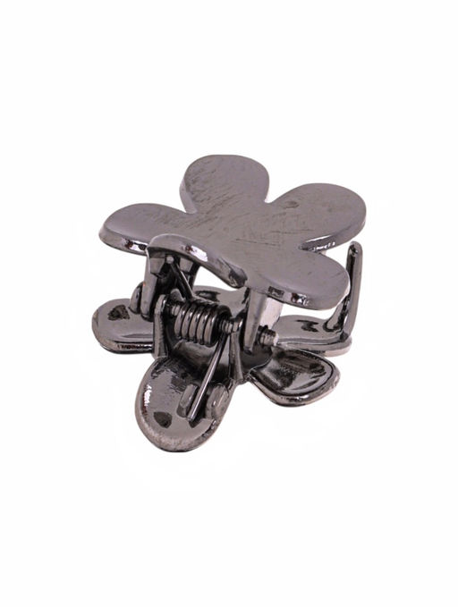 Цена за 6 шт. Крабик для волос «Брианна», цветок, 2 см, тёмное серебро