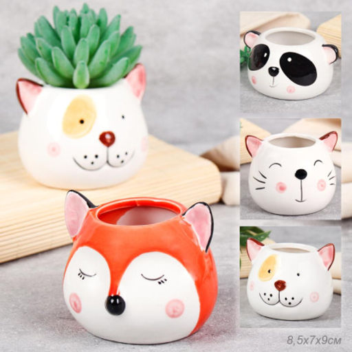 Кашпо 8,5х7x9 см Животные / WN31 /уп 6/96/ цветное