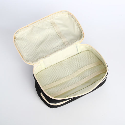 Косметичка-пенал на молнии с отделами, с прозрачным карманом, чёрная - Simaland фото 4