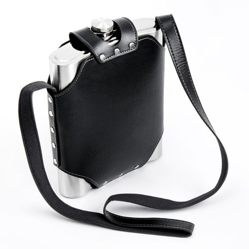 Подарочный набор 5 в 1, фляжка 1.3 л, 4 стопки по 75 мл, в чехле, нержавеющая сталь, экокожа, чёрный