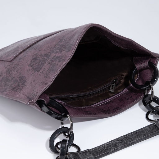 Сумка-тоут на молнии, наружный карман, длинный ремень, цвет фиолетовый - Simaland фото 8