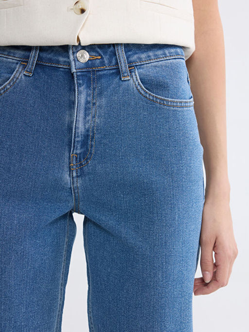 Капри джинсовые Slim Fit женские высокая талия