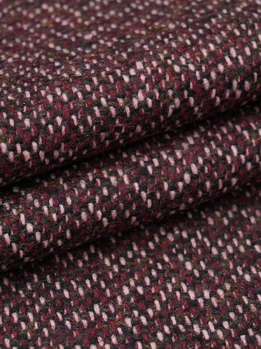 Шерсть пальтово-костюмная Твид Зигзаг цв.темно-вишневый меланж, ш.1.5м, шерсть-30%, п/э-70% - Купава фото 16