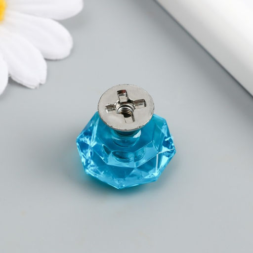 Цена за 5 шт. Ручка для шкатулки металл Кристалл сине-зелёный серебро 2,6х2,6х2,4 см - Арт узор фото 3