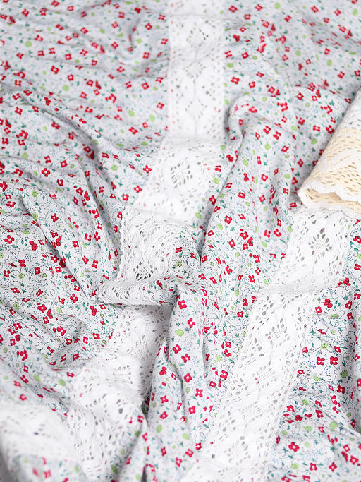 Дизайнерская юбка летняя с кружевом в цветочек - Almond фото 2