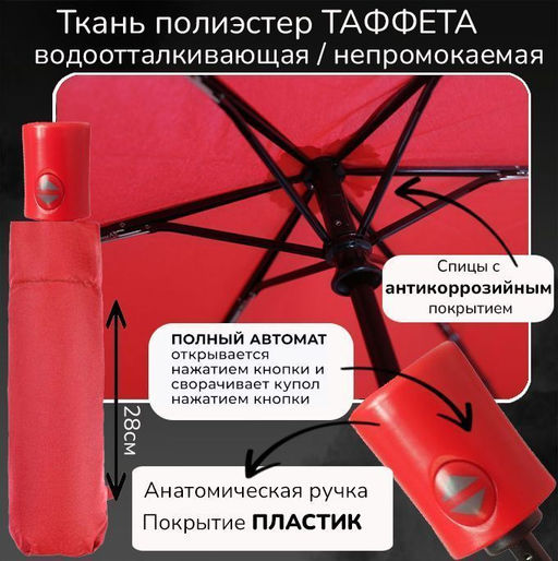 Зонт Universal ,красного цвета , однотонный - Family фото 2