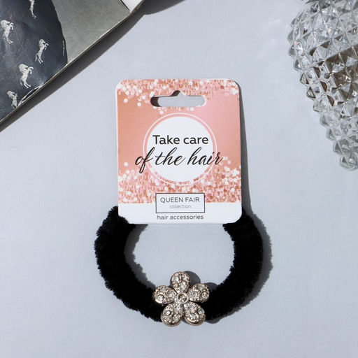 Цена за 6 шт. Резинка для волос «Нежность», цветочек, чёрный