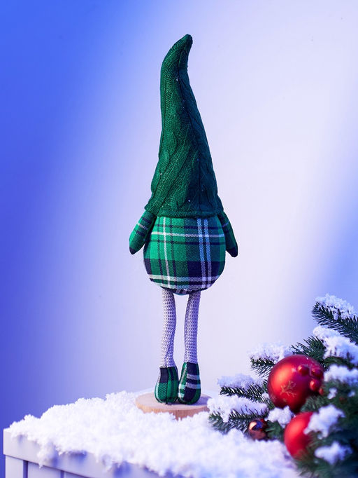 Фигура текстиль «Гном в зелёном» 54 см, 1 LED, от батареек AG13×3, свечение тёплое белое