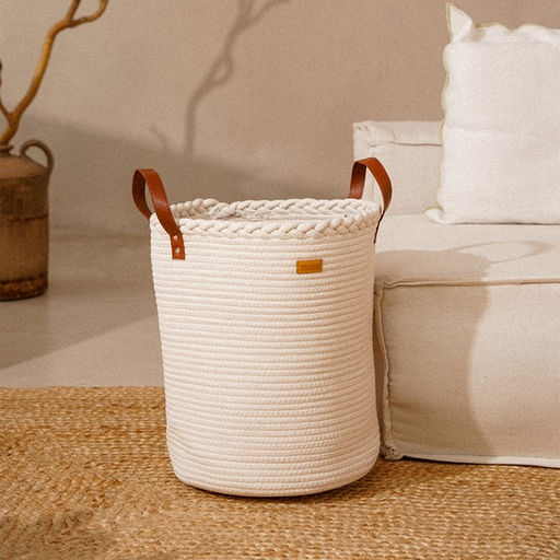 Корзина для белья плетеная круглая SL Home Cotton, хлопок, 35×40 см