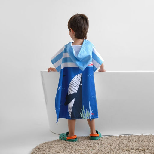 Полотенце-пончо детское махровое Крошка Я Кит 60х120 см, 50% хл, 50% пэ  фото 3