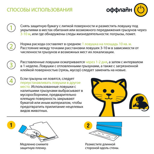 Клеевая ловушка-пластина "Грызунофф оффлайн" от грызунов 2шт.