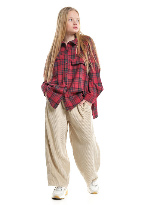 Брюки вельветовые для девочки 22-7614 бежевый - Mini maxi фото 3