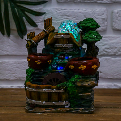 Фонтан настольный «Горка с ручейками», 13×16×20 см, с подсветкой