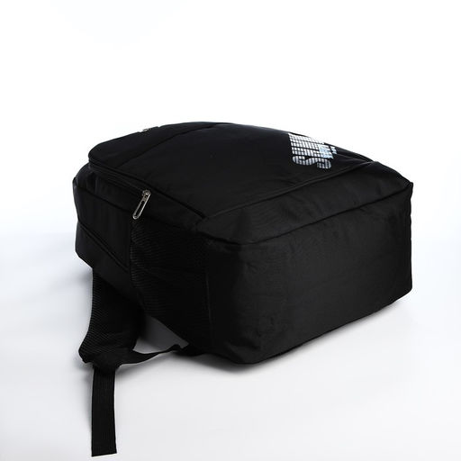 Рюкзак молодёжный из текстиля на молнии, 4 кармана, цвет чёрный/синий - Simaland фото 3