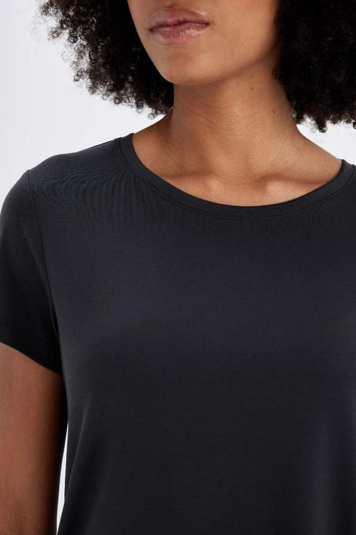 DeFactoFit Стандартная футболка из модала с круглым вырезом и короткими рукавами  фото 6