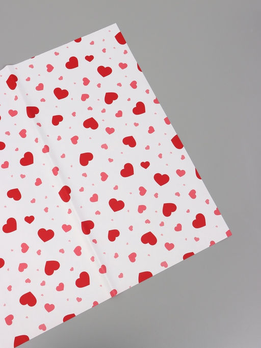 Цена за 20 шт. Пленка для цветов, «Сердца на белом», красная, 57×57 см