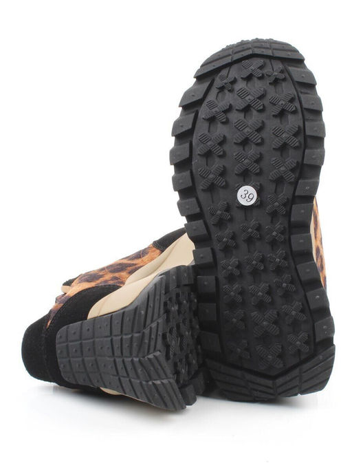 04-PDH362-1 BLACK/LEOPARD Кроссовки демисезонные женские (натуральная замша, натуральная кожа)