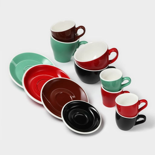 Кофейная пара фарфоровая Magistro Coffee time, 2 предмета: чашка 80 мл, блюдце d=11,5 см, цвет красный  фото 12