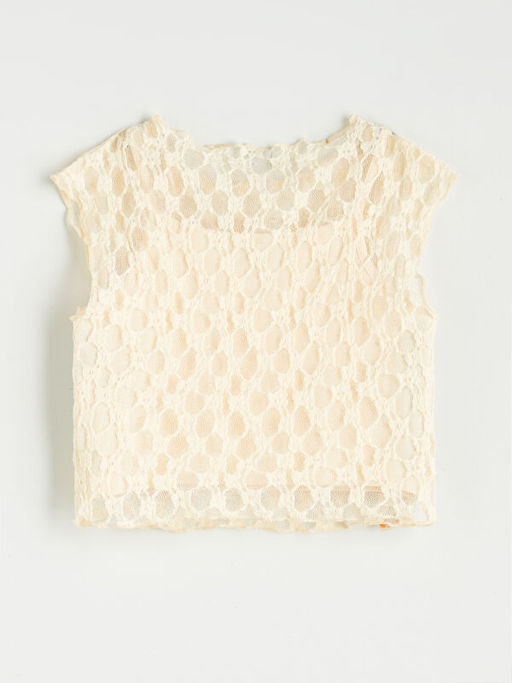 Bisiklet Yaka Dantel Detayl? K?z ?ocuk Bluz ve Etek