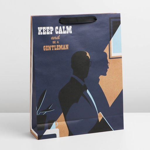 Пакет подарочный крафтовый, упаковка, «Keep calm», L 31 х 40 х 11.5 см