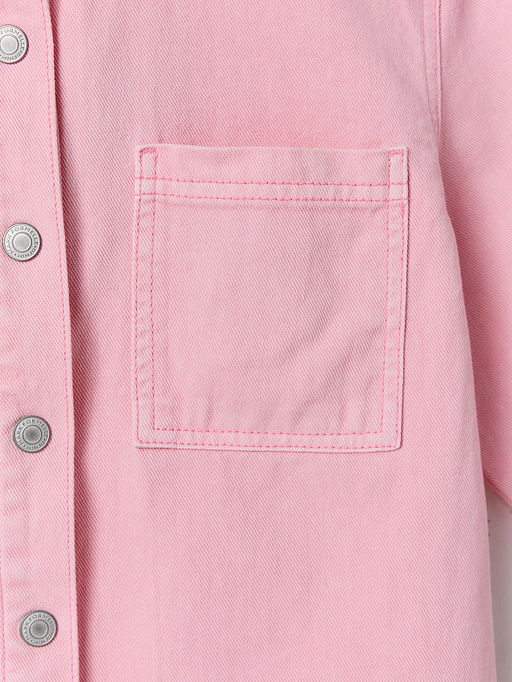 Рубашка джинсовая для девочек оверсайз розовая - Mark formelle фото 7