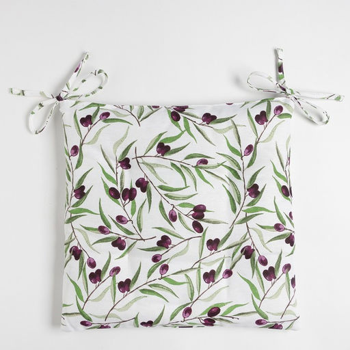 Сидушка на стул Доляна Olives 42х42 см, 100% хлопок, рогожка 164 г/м2  фото 2