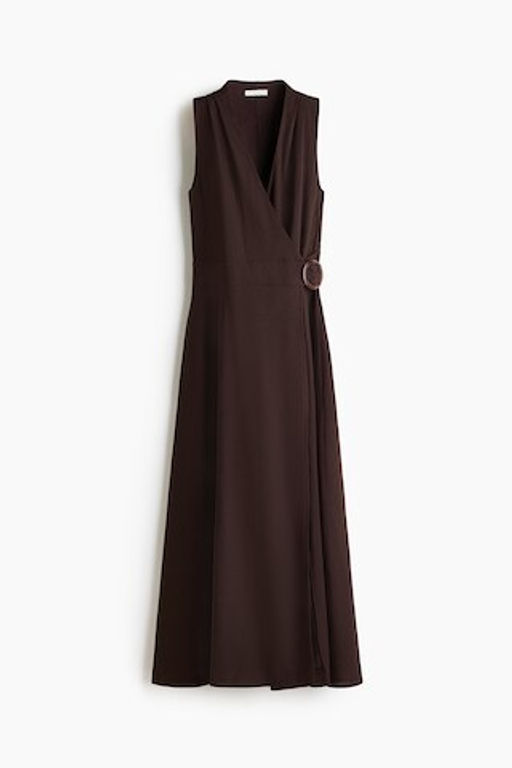 Vestido cruzado en mezcla de lino - H&m фото 3