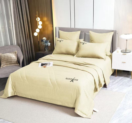 Одеяло MAISON DOR Страйп Сатин с простыней и наволочками L288-86 ГОЛУБОЙ