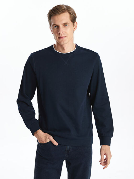 Bisiklet Yaka Uzun Kollu Erkek Sweatshirt