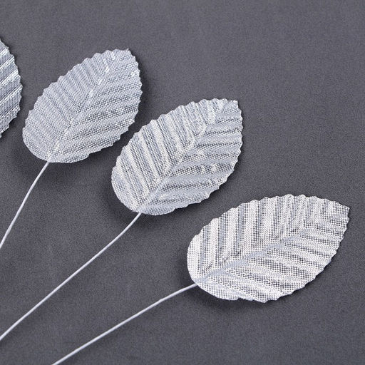 Цена за 3 шт. Топпер для торта «Листья», в наборе 10 шт., серебряный