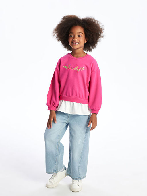 Bisiklet Yaka Uzun Kollu Bask?l? K?z Bebek Sweatshirt - Waikiki фото 5