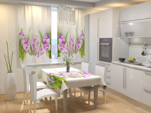 Фотошторы для кухни Подснежники Фотошторы ткань Димаут