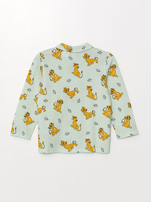 Polo Yaka Uzun Kollu Aslan Kral Bask?l? Erkek Bebek Pijama Tak?m? - Waikiki фото 3