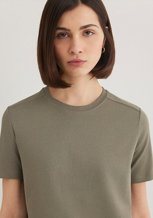 Bisiklet Yaka Yesil Basic Tisort - Mavi фото 6