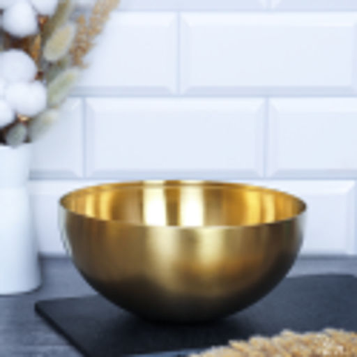 Чаша-салатник 25 см металл Золотая G-100 /уп 72/ 0,38/ 201 - Галеонтрейд фото 2