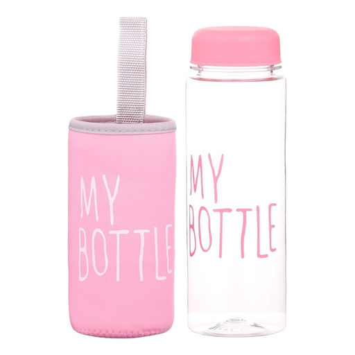 Бутылка для воды My bottle, 500 мл, 19.5×6 см, чехол в комплекте, розовая