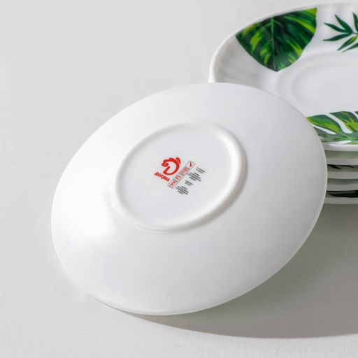 Столовый сервиз Доляна «Лист папоротника», 37 предметов, стеклокерамика, белый