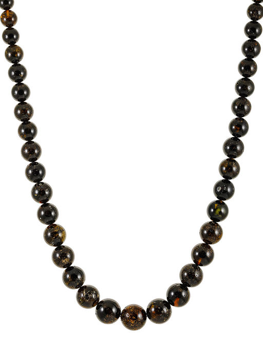 Эффектные бусы из натурального балтийского янтаря Метеорит