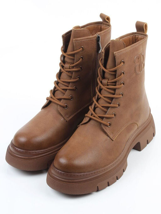 04-WD022-2M BROWN Ботинки зимние женские (натуральная кожа, 100% шерсть)
