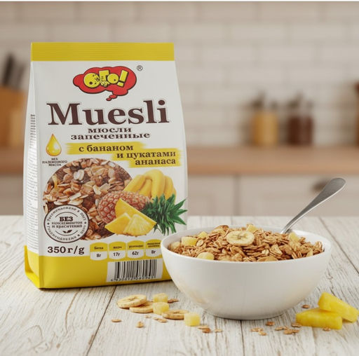 Ого.Мюсли запеч с бананом и цукатами ананаса 350г