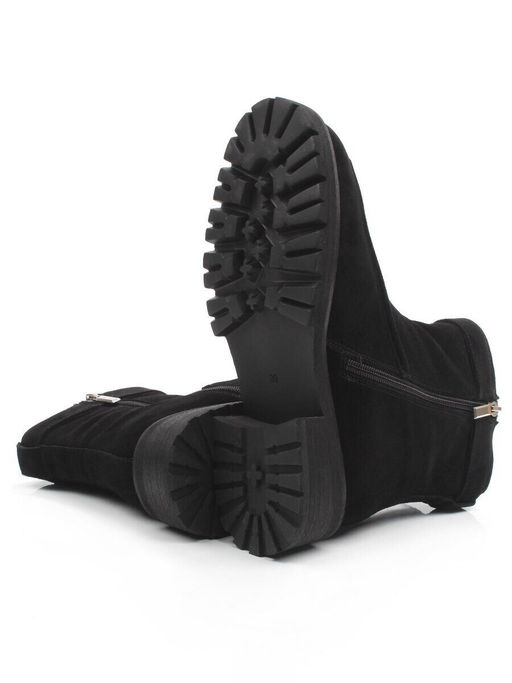 01-A51-4B BLACK Ботинки демисезонные женские (натуральная замша, байка)