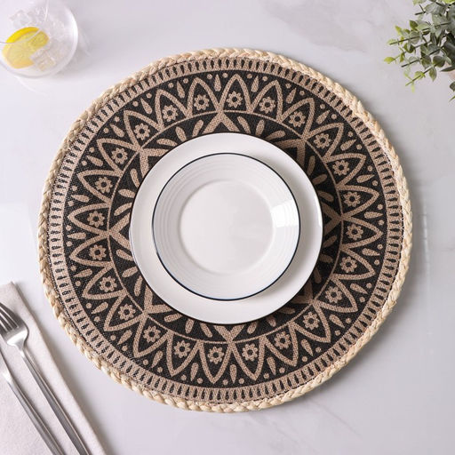 Цена за 12 шт. Салфетка сервировочная Доляна Милли, d=38 см, цвет чёрный  фото 2