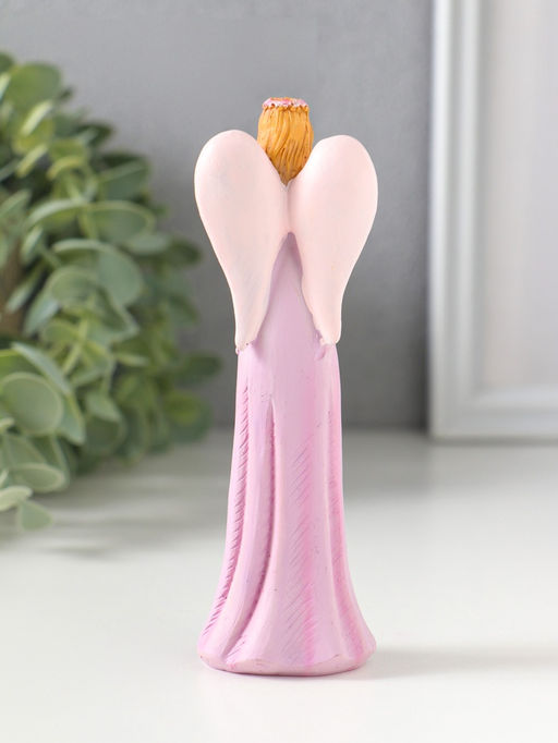 Фигурка полистоун «Девушка-ангел в розовом платье усыпанном цветами», 4×3.5×13 см