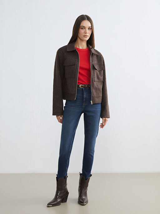 G?mlek Yaka Kad?n Ka?e Ceket