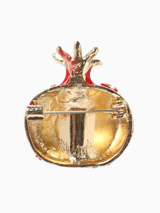 Брошь «Гранат» в разрезе, зерна, цвет крано-белый в золоте