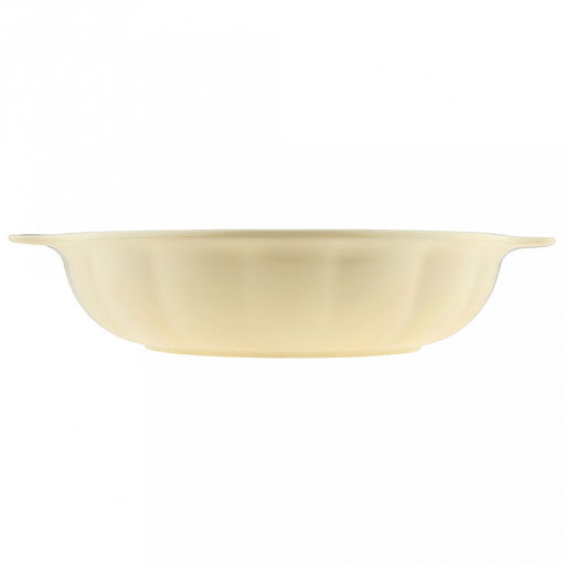 Форма для запекания керамическая "Семейная" 3,4л, д30,5см, h8см, круглая, 2 ручки, общая длина 36,5см, рифленый борт, светло-желтый, в коробке (Китай)